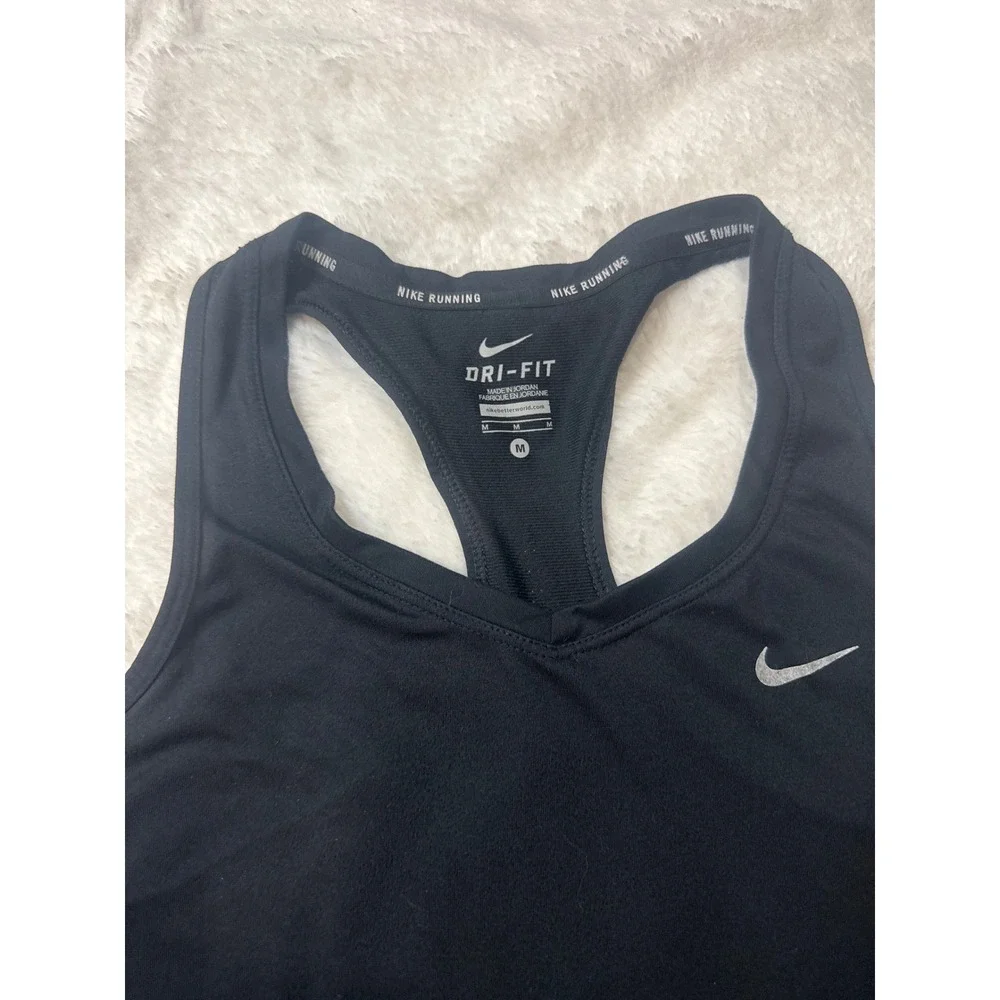 Nike Tank Top Women Medium Black Good Dri-FIT Racerback Running Mesh Activewear